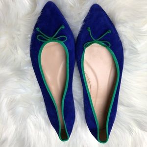 J. Crew Gemma Leather Flats blue and green